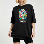 World Cup 2026 Oversized Graphic T-Shirt for Men & Women – Colorful Football Trophy Streetwear Tee, Soccer Fan Gift - Image 2