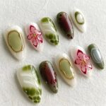 Handmade 3D Floral Press On Nails | Luxury Pink-Green Japanese Acrylic Nails | Custom Reusable Fake Nails | Bridal & Daily Wear Manicure - Image 6