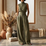 Linen Matching Set Women, Wide Leg Pants Outfit, Sleeveless Summer Top, Resort Vacation Wear