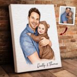 First Father's Day Gift, Personalized Watercolor Dad Portrait Canvas, Family Portrait Gift, Dad Birthday Gift, Mothers Day Gift for Mom