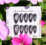 Midnight Silver Cat Eye Press-On Nails, Black Chrome Magnetic Fake Nails, Elegant Almond Nail Set, Reusable Handmade Nails - Image 4