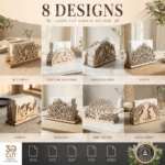 Napkin Holder Laser Cut Files | SVG Bundle for Glowforge | Wooden Kitchen Tissue Holder DXF EPS PNG