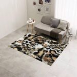 Beige and black leopard print rug, washable and non-slip carpet, modern cheetah print home decor. - Image 3