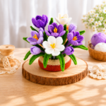 Crocus Flower Crochet Pattern PDF, Spring Flower Basket Crochet, Floral Home Decor, Amigurumi Flower Arrangement Gift - Image 2
