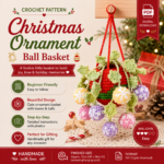 Christmas Car Hanging Crochet Pattern PDF, Rearview Mirror Ornament, Christmas Ball Basket Charm, Holiday Car Decor