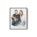 First Father's Day Gift, Personalized Watercolor Dad Portrait Canvas, Family Portrait Gift, Dad Birthday Gift, Mothers Day Gift for Mom - Image 14