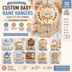 Baby Stat Signs SVG Bundle, Personalized Baby Birth Announcement Laser Cut Files, Glowforge Cricut CNC DXF EPS PNG