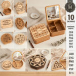Wooden Jewelry Box Laser Cut Bundle, SVG DXF PDF Files, Glowforge Cricut Jewelry Storage Templates