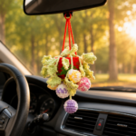 Christmas Car Hanging Crochet Pattern PDF, Rearview Mirror Ornament, Christmas Ball Basket Charm, Holiday Car Decor - Image 4