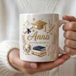 Personalized Graduation Ceramic Mug, Custom “Dream Big Shine Bright” Coffee Cup, Class of 2026 Graduate Gift Idea