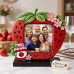 Strawberry Photo Frame Fridge Magnet STL, Cute Strawberry Picture Frame 3D Print File, Kitchen Decor Magnet, DIY Gift STL Download
