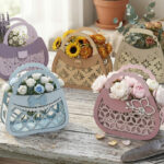 Laser Cut Floral Purse Bundle, SVG 3D Basket Templates, Glowforge Cricut Files, DIY Flower Basket Project