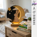Laser Cut Kids Night Light SVG Bundle, 3D Nursery Lamp Files, Glowforge Cricut DIY Baby Room Decor - Image 2