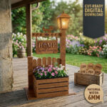 Outdoor Welcome Sign Laser Cut Set, Wooden Planter Box SVG Files, Front Porch Decor Digital Download - Image 3