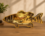 Layered Wooden Fish Wall Art, Rustic Bass Lake Scene Decor, Handmade Wood Mountain Landscape, Fisherman Gift, Cabin Nature Home Decor - Image 3