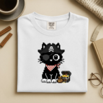 Pirate Black Cat Shirt, Pixel Art Cat Tee, Retro Gamer Cat Shirt, Cute Pirate Kitty Graphic Tee, Cat Lover Gift, Comfort Colors