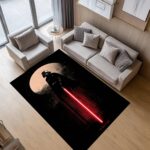 Darth Vader Washable Area Rug (with Red Lightsaber) Dark Sci-Fi Floor Carpet (for Bedroom, Game Room, Movie Fan Decor) - Image 2