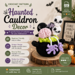 Halloween Amigurumi Crochet Pattern PDF, Haunted Cauldron Decor, Spooky Home Decor, Witchy Crochet Gift