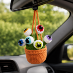 Halloween Eyeball Car Hanging Crochet Pattern PDF, Rearview Mirror Charm, Spooky Car Decor, Amigurumi Ornament - Image 3
