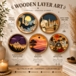 3D Layered Wall Art Laser Cut Files, Wood Geometric Wall Decor Bundle