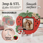 Strawberry Photo Frame Fridge Magnet STL, Cute Strawberry Picture Frame 3D Print File, Kitchen Decor Magnet, DIY Gift STL Download - Image 3