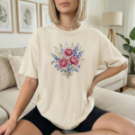 Vintage Wildflower Bouquet Shirt, Floral Graphic Tee Women, Cottagecore Flower T-Shirt, Aesthetic Botanical Tee, Minimalist Floral Shirt Gift for Her