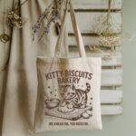 Funny Cat Tote Bags: Kitty Biscuits Bakery Totes, Vintage Style, Retro Bag - Image 3