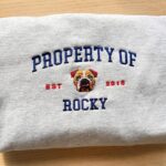 Custom dog embroidered sweatshirt, vintage pet portrait crewneck, personalized dog face and name, gift for puppy mom, custom dog embroidery - Image 5