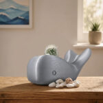 Cute Whale Planter STL File for 3D Printing, Minimalist Whale Succulent Pot, Cactus Planter Digital Download, Ocean Decor, Desk Planter STL - Image 3