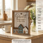 Home Family Wall Decor SVG Bundle, Laser Cut Wooden Sign Templates, Family Quote Decor Digital File - Image 3