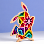 Easter Bunny Layered Wood Art, Rainbow Rabbit Decor, Handmade Colorful Wooden Shadow Box, Spring Home Decor, Easter Gift for Kids and Family - Image 3