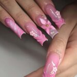 Pink Blossom Butterfly Press-On Nails, 3D Floral French Tip Fake Nails, Elegant Coquette Nail Set, Reusable Handmade Nails - Image 3