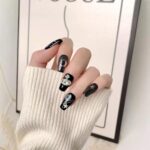 Cosmic Stardust Press On Nails, Navy Black Fake Nails, Handmade Celestial Nail Set, Moon Star Planet Nail Art, Glossy Short Nails - Image 9