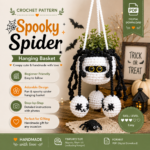 Halloween Spider Crochet Pattern, Spooky Hanging Basket Decor, Car Hanging Ornament PDF