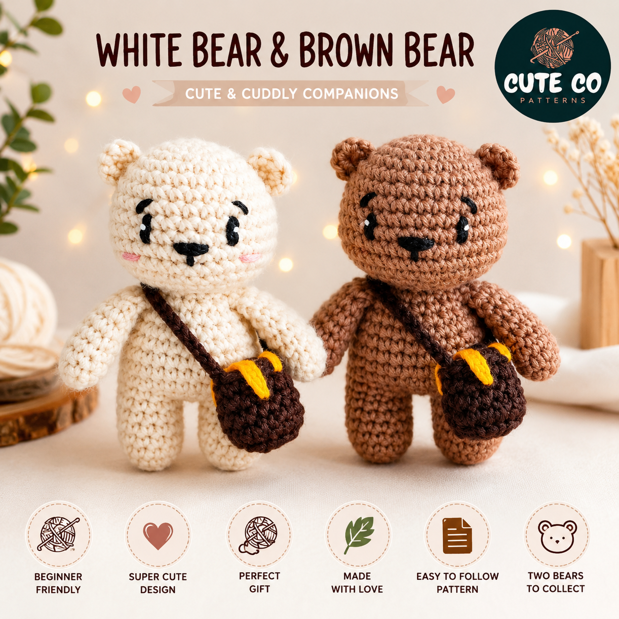 35799542-1418-477c-8dba-c7090e9322b1 Willow Explorer Bear Crochet Pattern, White Amigurumi PDF (Beginner-Friendly) - Image 1