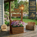 Outdoor Welcome Sign Laser Cut Set, Wooden Planter Box SVG Files, Front Porch Decor Digital Download - Image 5