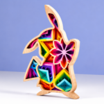 Easter Bunny Layered Wood Art, Rainbow Rabbit Decor, Handmade Colorful Wooden Shadow Box, Spring Home Decor, Easter Gift for Kids and Family - Image 4