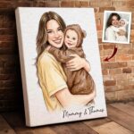 First Father's Day Gift, Personalized Watercolor Dad Portrait Canvas, Family Portrait Gift, Dad Birthday Gift, Mothers Day Gift for Mom - Image 4