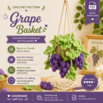 Grape Basket Car Hanging Crochet Pattern PDF, Rearview Mirror Charm, Fruit Car Decor, Amigurumi Car Accessory