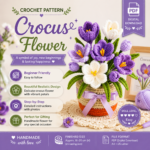Crocus Flower Crochet Pattern PDF, Spring Flower Basket Crochet, Floral Home Decor, Amigurumi Flower Arrangement Gift