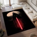 Darth Vader Washable Area Rug (with Red Lightsaber) Dark Sci-Fi Floor Carpet (for Bedroom, Game Room, Movie Fan Decor) - Image 5