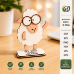 Cute Funny Animals Stands Bundle | Laser Cut SVG DXF PNG | Glowforge Animal Desk Decor Templates - Image 9