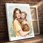 First Father's Day Gift, Personalized Watercolor Dad Portrait Canvas, Family Portrait Gift, Dad Birthday Gift, Mothers Day Gift for Mom - Image 6