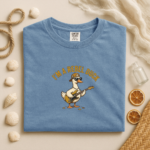 Cool Duck Guitar Player T-Shirt – Funny Rebel Duck Cartoon Graphic Tee, Vintage Music Lover Gift Shirt - Image 5