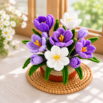 Crocus Flower Crochet Pattern PDF, Spring Flower Basket Crochet, Floral Home Decor, Amigurumi Flower Arrangement Gift - Image 3