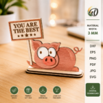 Cute Funny Animals Stands Bundle | Laser Cut SVG DXF PNG | Glowforge Animal Desk Decor Templates - Image 10