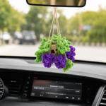 Grape Basket Car Hanging Crochet Pattern PDF, Rearview Mirror Charm, Fruit Car Decor, Amigurumi Car Accessory - Image 2
