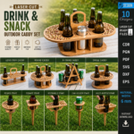 Portable Beer Picnic Table SVG Bundle, Laser Cut Outdoor Table, Camping Drink Holder, DIY Wood Project Files