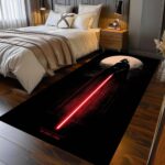 Darth Vader Washable Area Rug (with Red Lightsaber) Dark Sci-Fi Floor Carpet (for Bedroom, Game Room, Movie Fan Decor) - Image 4