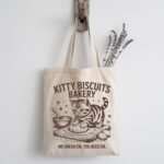 Funny Cat Tote Bags: Kitty Biscuits Bakery Totes, Vintage Style, Retro Bag - Image 7